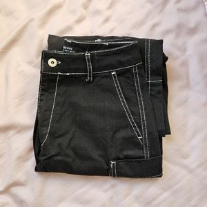 Bershka black and white seam baggy pants